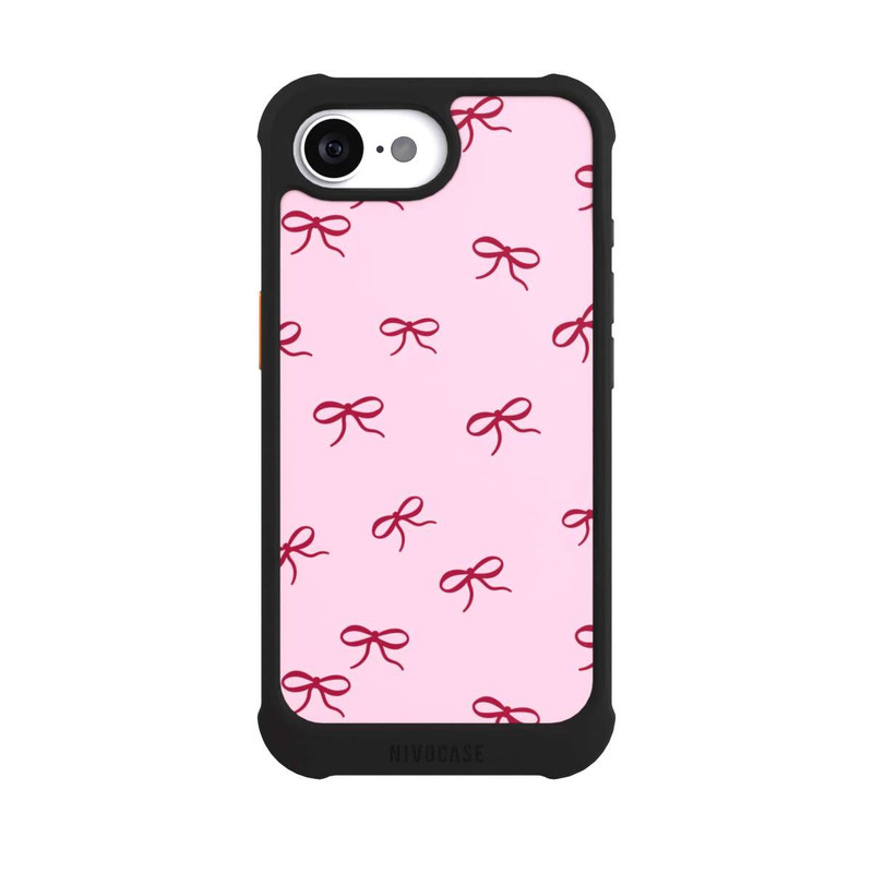 iPhone 16e NIVOmax Bows Red Pink Pattern