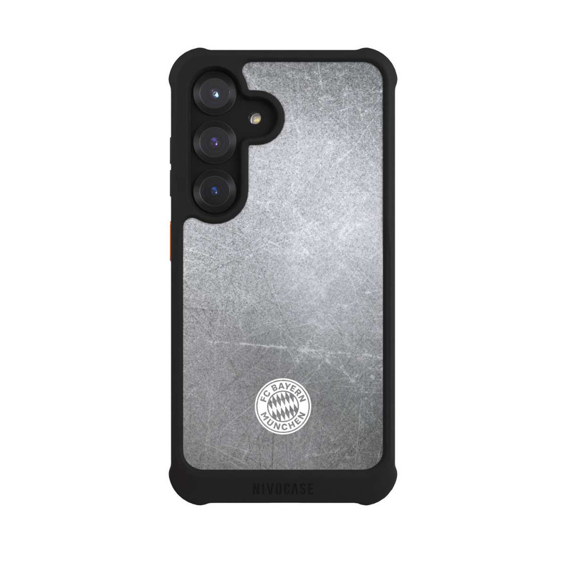 Galaxy S25 NIVOmax Classic FCB Logo Small - White on Metal Look