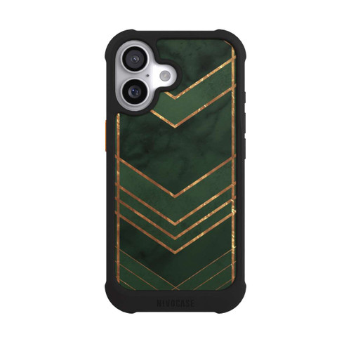 Apple iPhone 17 NIVOmax Dark Green Pattern Golden Stripes