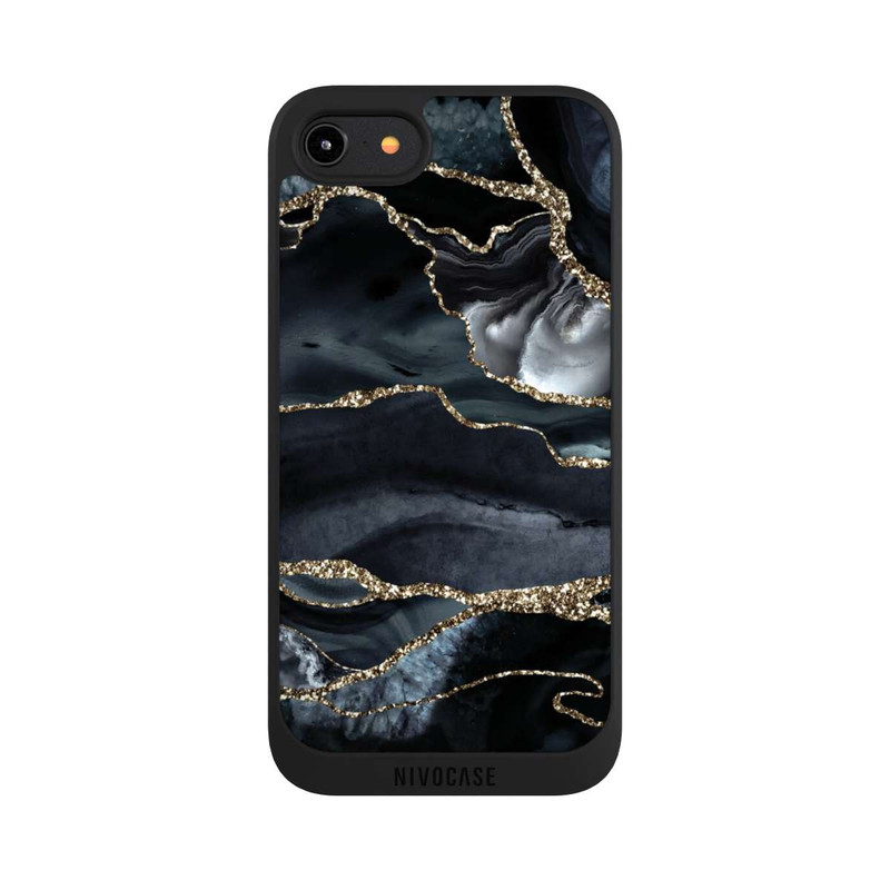 iPhone 7 NIVOpure Dark Marble Gold Glitter Look