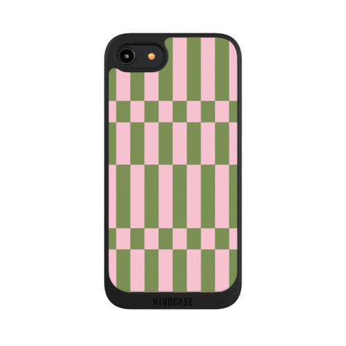 Apple iPhone 8 NIVOpure Sage and Pink Checked Pattern Theme