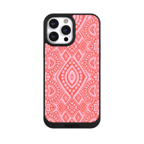 Apple iPhone 13 Pro Max NIVOpure Boho Geometric Intricate Tribal Design in Shades of Pink