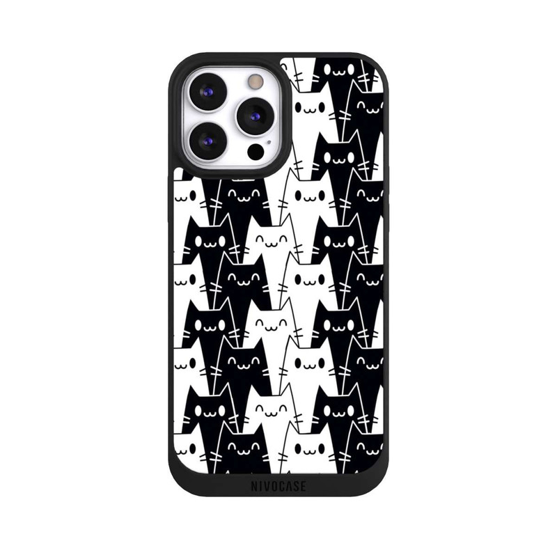 iPhone 13 Pro Max NIVOpure Katzentapete Schwarz Weiß