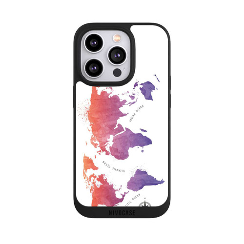 Apple iPhone 14 Pro NIVOpure Carte du monde aquarelle blanche