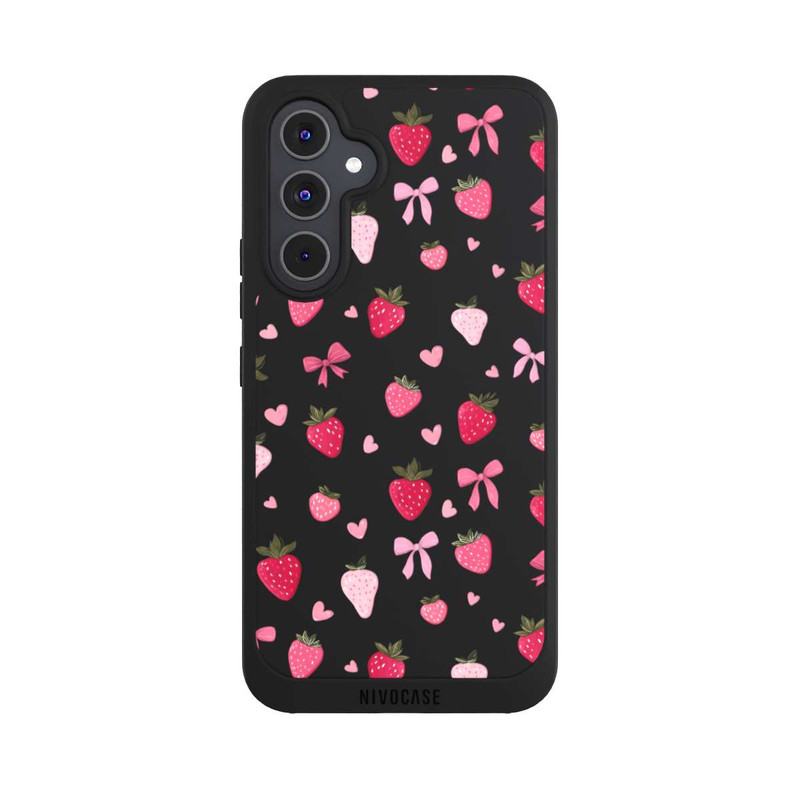 Galaxy A54 5G NIVOpure Strawberry Ribbon Pattern Pink Transparent