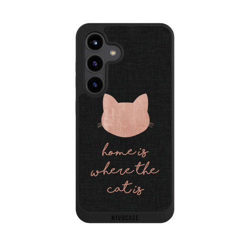 Samsung Galaxy S24 NIVOpure Home Is Where The Cat Is - Pink on Black 
