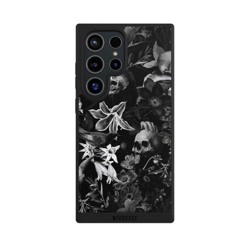 Samsung Galaxy S24 Ultra NIVOpure Skulls and Flowers on Black Background