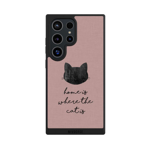 Samsung Galaxy S24 Ultra NIVOpure Home Is Where The Cat Is - Black on Pink
