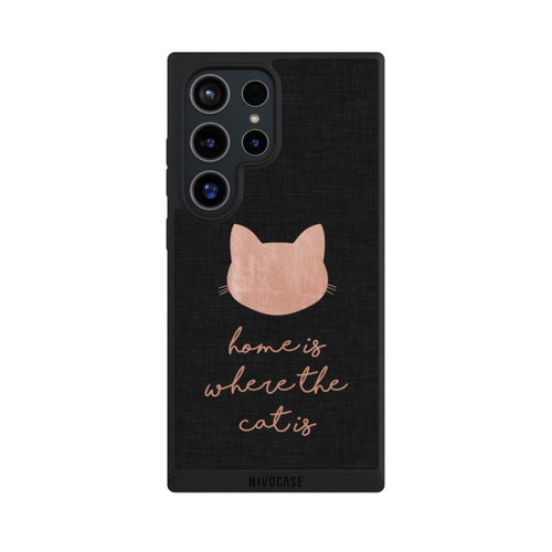 Samsung Galaxy S24 Ultra NIVOpure Home Is Where The Cat Is - Pink on Black 