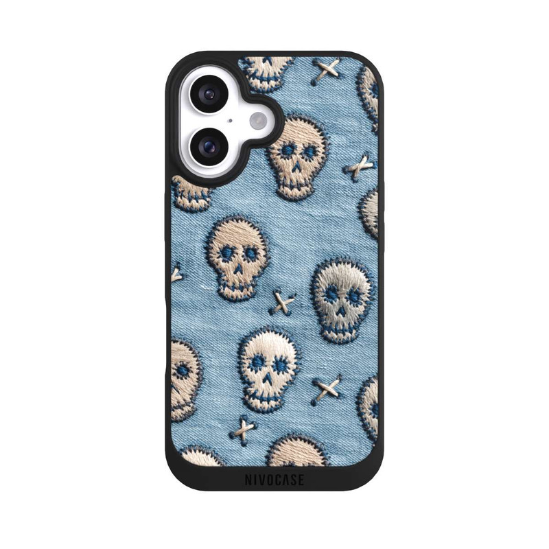 iPhone 16 NIVOpure Skulls on Jeans Pattern