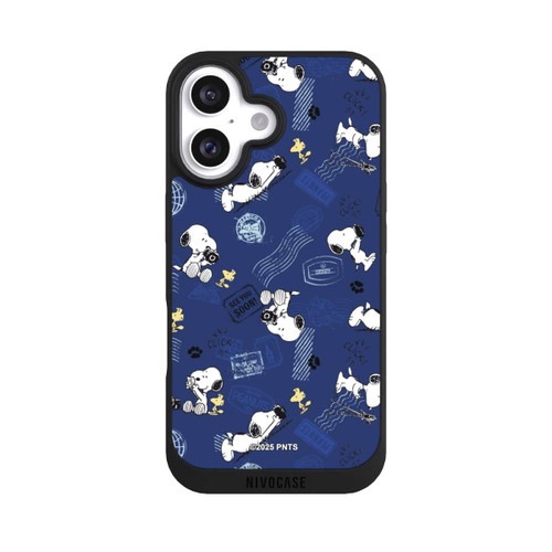 Apple iPhone 16 NIVOpure Peanuts Travel Stamps Pattern Blue
