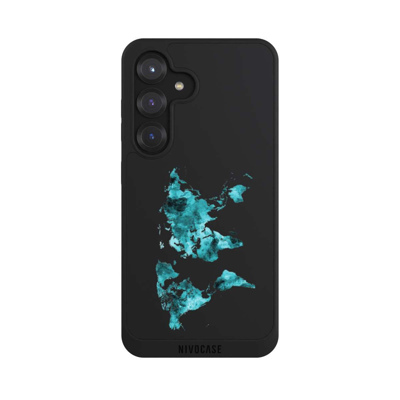 Galaxy S25 NIVOpure World Map Teal Transparent