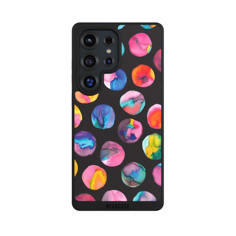 Galaxy S25 Ultra NIVOpure Colorful Ink Marbles Dots Black