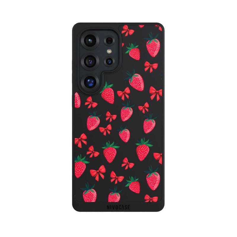 Galaxy S25 Ultra NIVOpure Strawberry Heart Ribbon Pattern Transparent