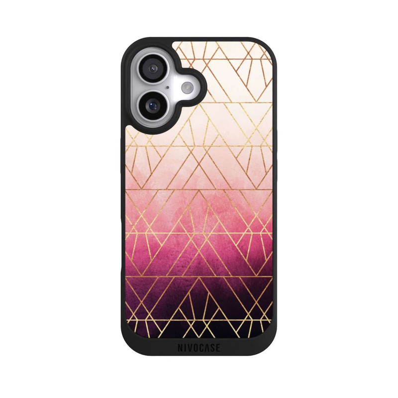 iPhone 17 NIVOpure Pink Ombre Triangles Gold Print