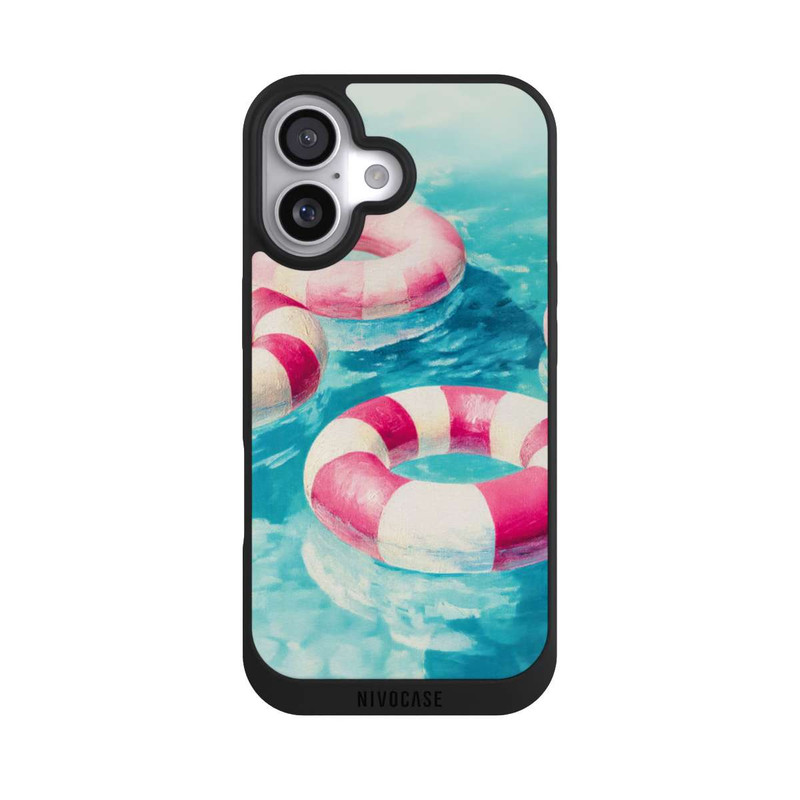 iPhone 17 NIVOpure Gestreifte Schwimmringe im Pool