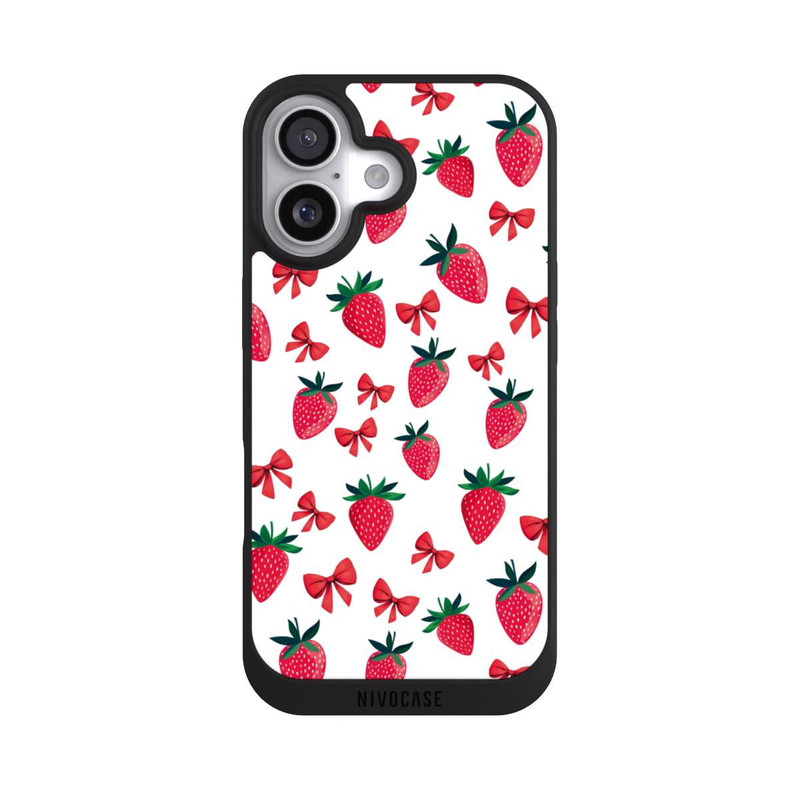 iPhone 17 NIVOpure Strawberry Ribbon Pattern Red