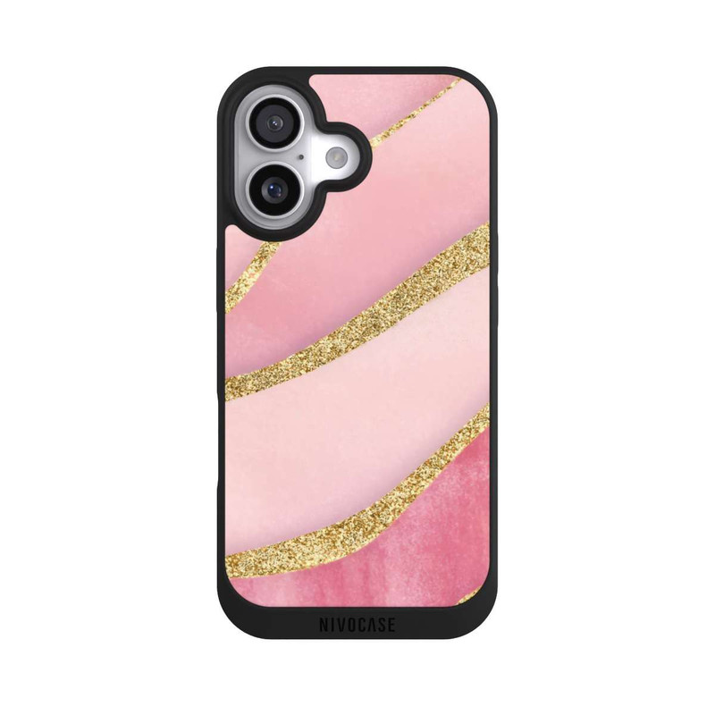 iPhone 17 NIVOpure Pink Marble Goldprint Stripes