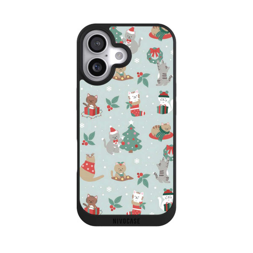  NIVOpure Cute Winter Wonderland Christmas Festive Cats on Teal