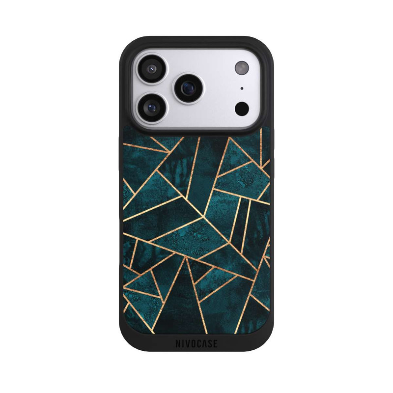 iPhone 17 Pro NIVOpure Deep Teal Stone Gold Print