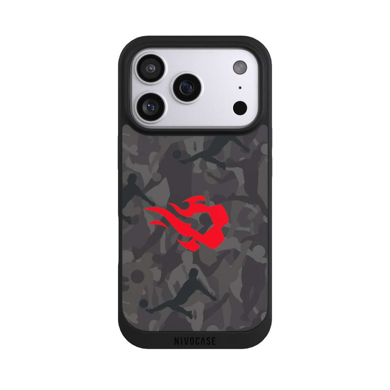 iPhone 17 Pro NIVOpure Belgian Red Flames Camouflage Grey