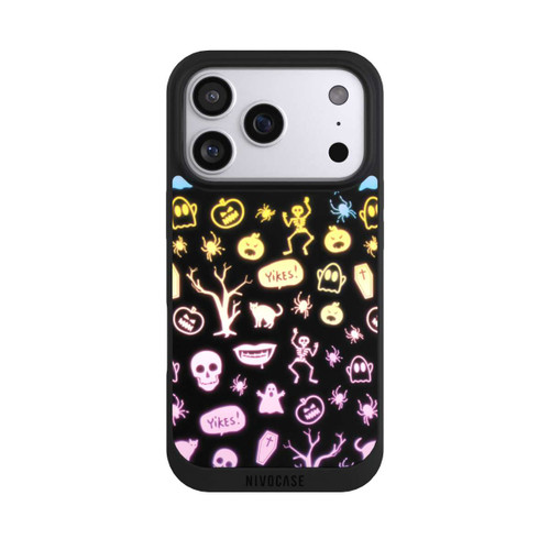Apple iPhone 17 Pro NIVOpure Neon Halloween Stickers Black Background