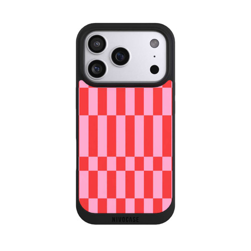 Apple iPhone 17 Pro NIVOpure Checked Abstract Bold Coral Red and Pink Color Block