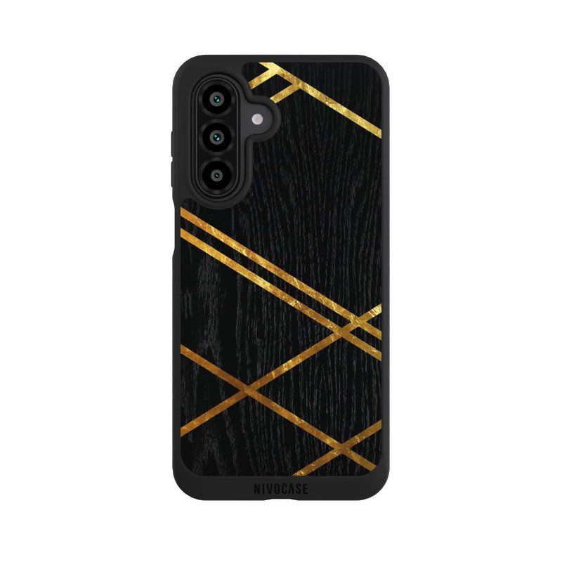 Galaxy A17 5G NIVOpure Black Geometric Pattern Golden Stripes