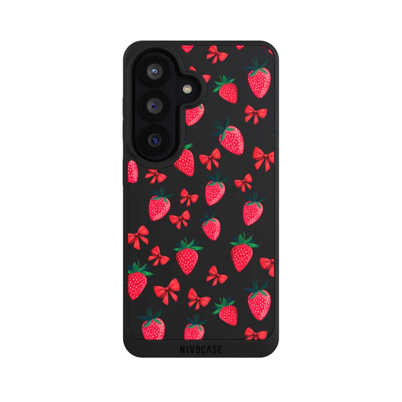 Galaxy S26 NIVOpure Strawberry Heart Ribbon Pattern Transparent