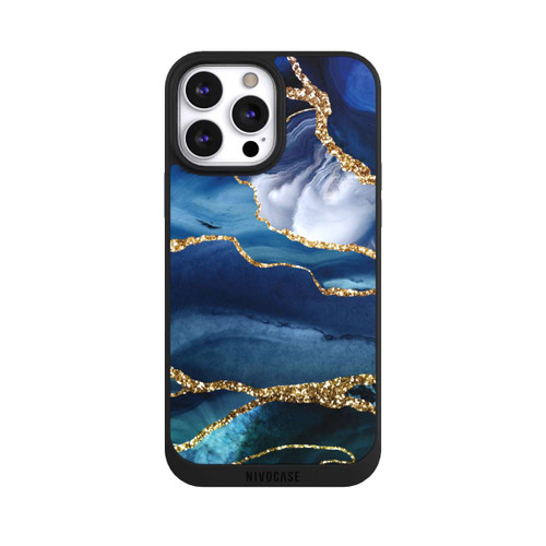 Apple iPhone 13 Pro Max NIVOpure  Blauer Marmor Gold Glitzer Look