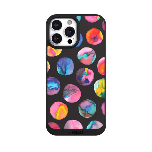 Apple iPhone 13 Pro Max NIVOpure Bunte Tintenmurmeln Punkte Schwarz