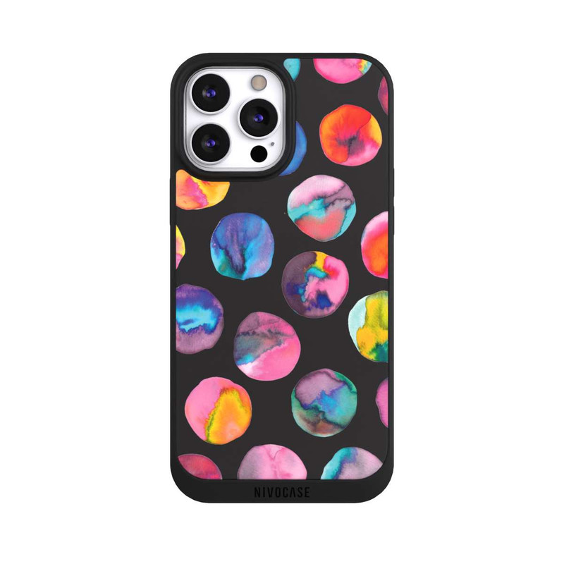 iPhone 13 Pro Max NIVOpure Bunte Tintenmurmeln Punkte Schwarz