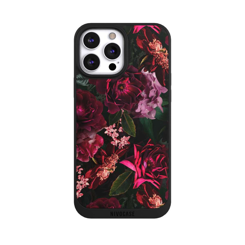 iPhone 13 Pro Max NIVOpure Dunkelrote und rosa Blüten