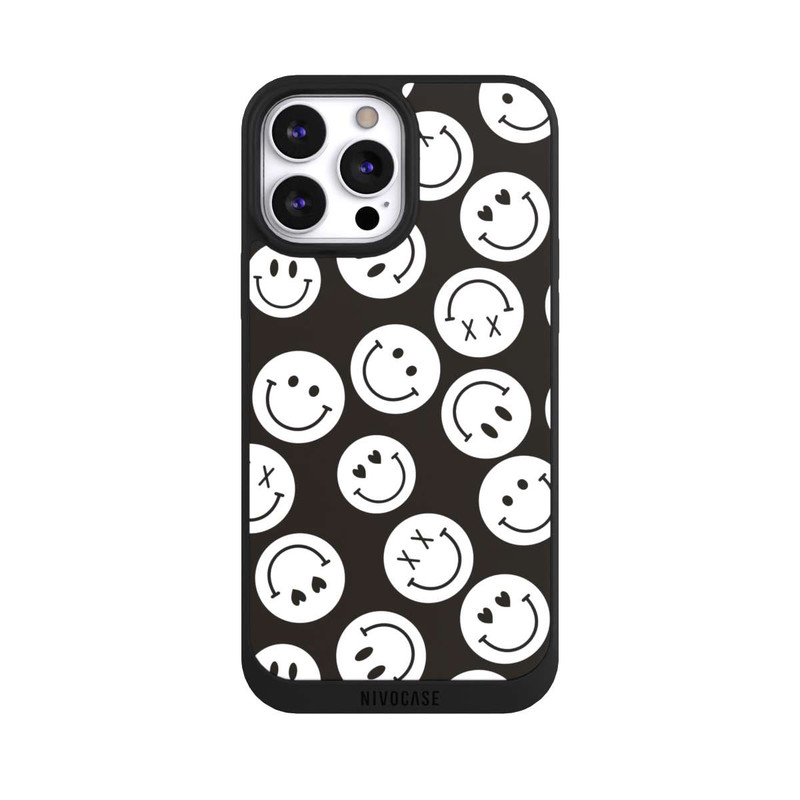 iPhone 13 Pro Max NIVOpure Smiles Emotes Pattern Black And White