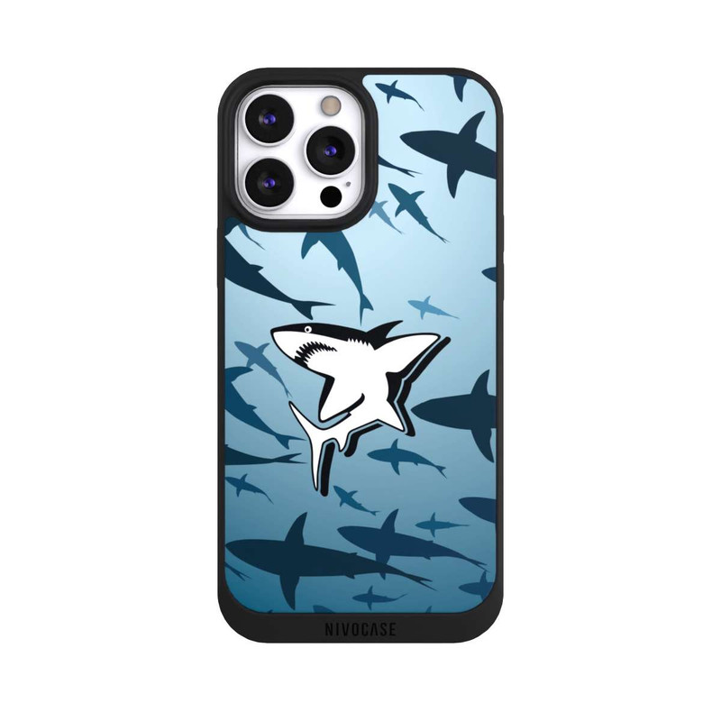 iPhone 13 Pro Max NIVOpure Haie Muster Blau