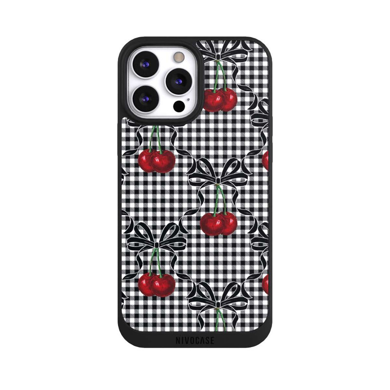 iPhone 13 Pro Max NIVOpure Kirschen Muster Schwarz