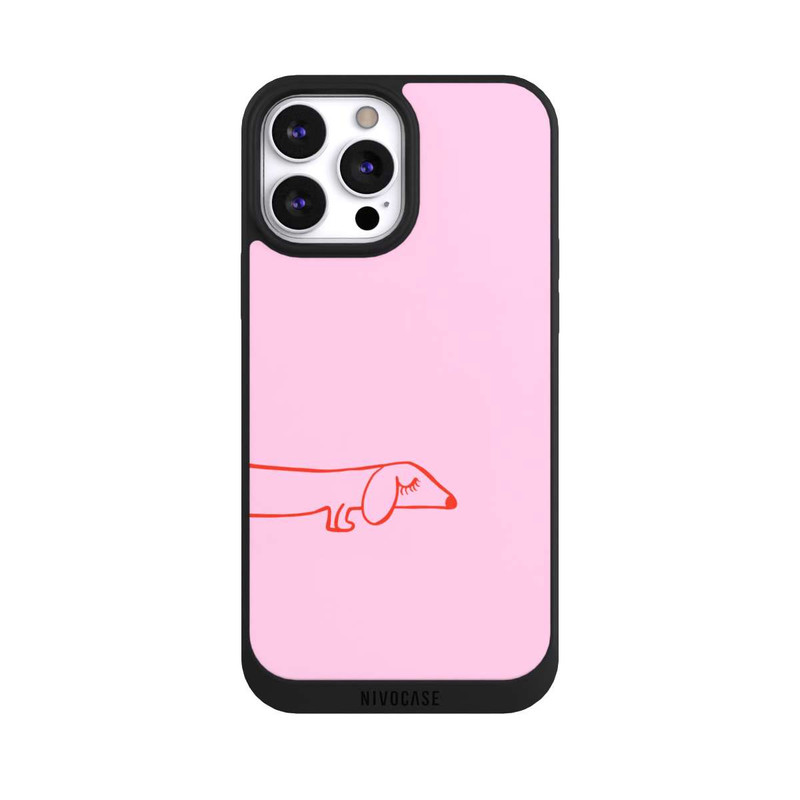iPhone 13 Pro Max NIVOpure Dachshund Illustration Pink