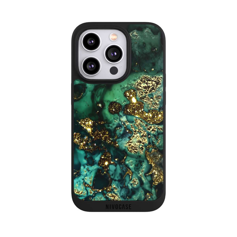 iPhone 14 Pro NIVOpure Marbre Cyan Scintillant