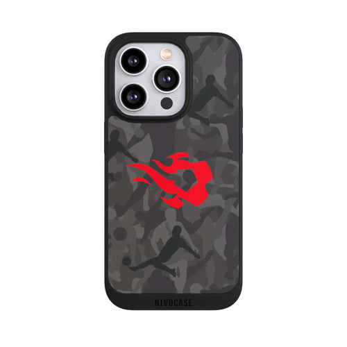 Apple iPhone 14 Pro NIVOpure Belgique Red Flames Camouflage Gris