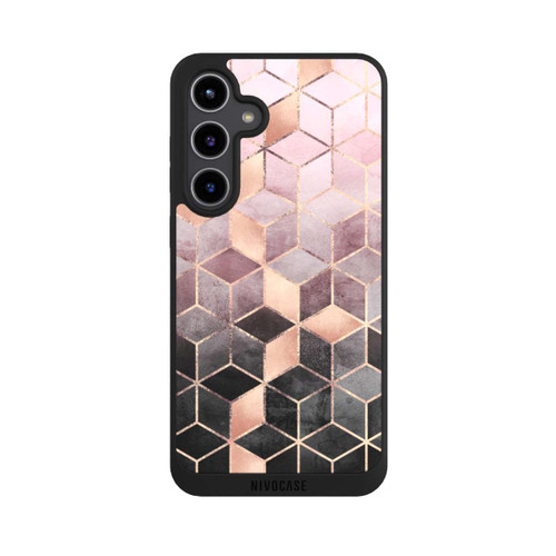 Samsung Galaxy S24+ NIVOpure Pink Grey Gradient Cubes Print