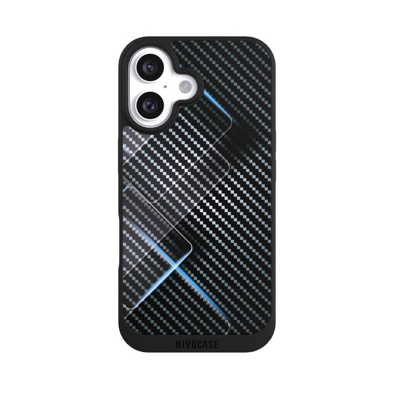 iPhone 16 NIVOpure Blue Carbon Lines