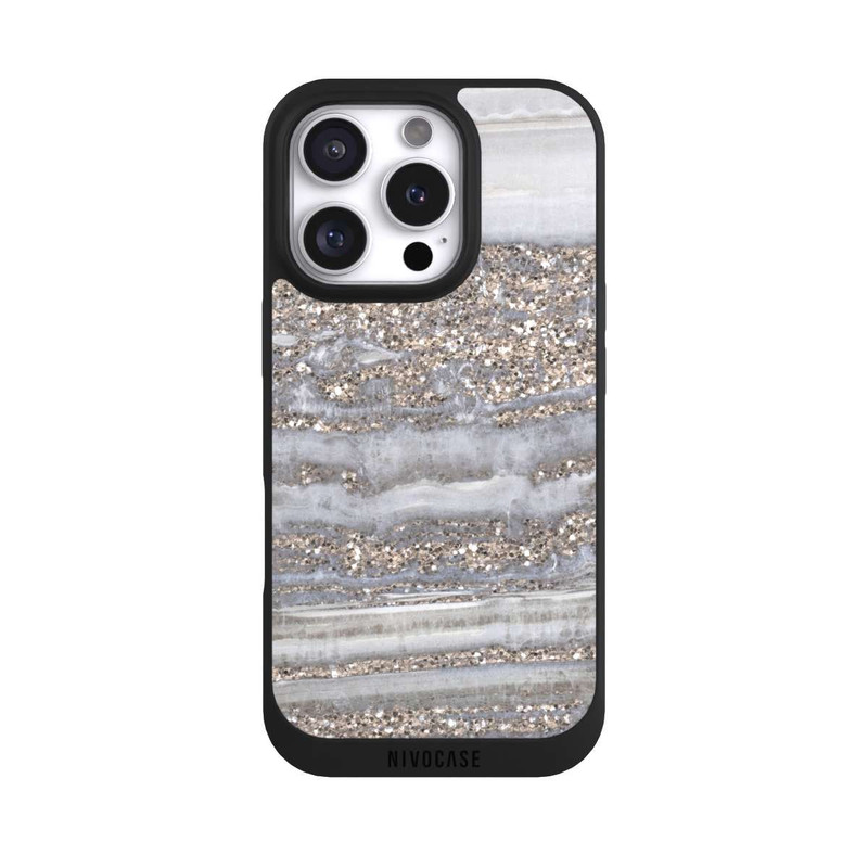 iPhone 16 Pro NIVOpure White Glitter Marble Look