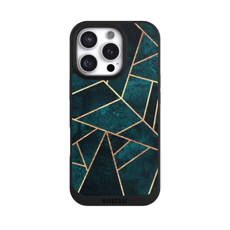 iPhone 16 Pro NIVOpure Deep Teal Stone Gold Print
