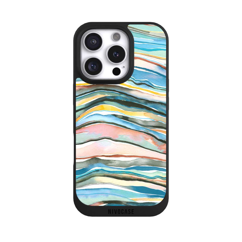 iPhone 16 Pro NIVOpure Watercolor Agate Layers Blue