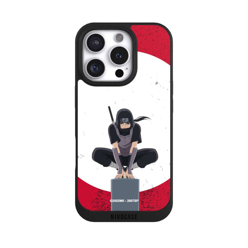 iPhone 16 Pro NIVOpure Itachi Uchiha symbol red background