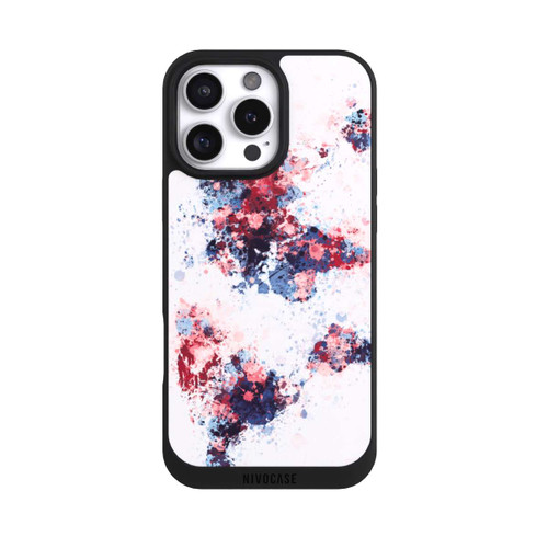 Apple iPhone 16 Pro Max NIVOpure Carte du monde : éclaboussures de peinture bleu rouge