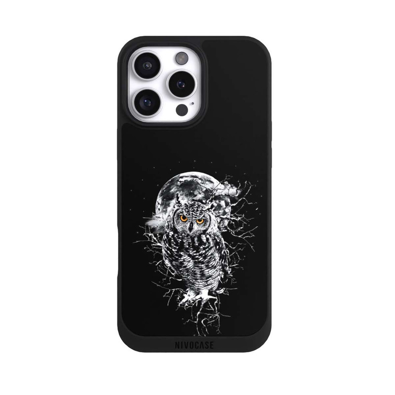 iPhone 16 Pro Max NIVOpure Chouette en noir et blanc