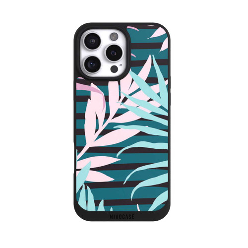 Apple iPhone 16 Pro Max NIVOpure Pastel Jungle Leaves Pink Teal Seamless