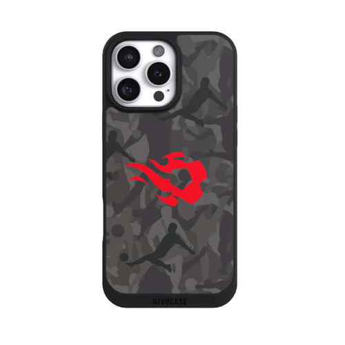 Apple iPhone 16 Pro Max NIVOpure Belgique Red Flames Camouflage Gris