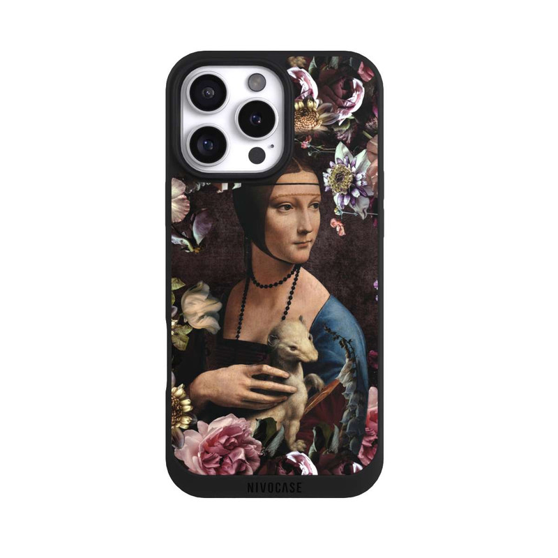 iPhone 16 Pro Max NIVOpure Dame avec hermine aux roses 